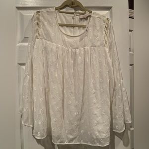 Loft XL white eyelet blouse. NWT